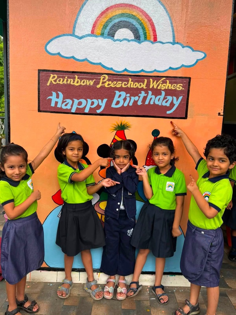 Rainbow Preschool Birthday Wishes Celebration
